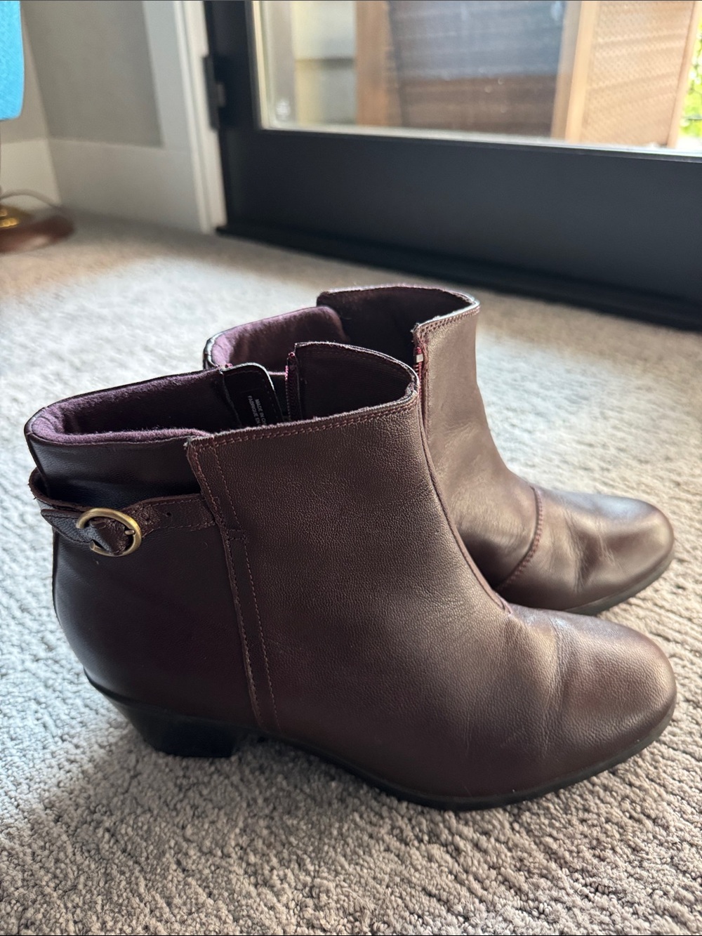 Clarks Women's Burgundy Leather Ankle Booties